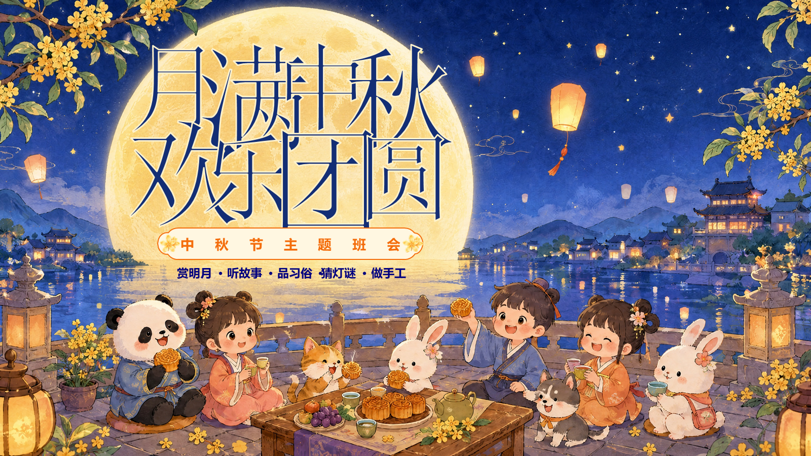 【0350】主题班会：【通用】【传统节日】中秋节&mdash;&mdash;月满中秋，欢乐团圆