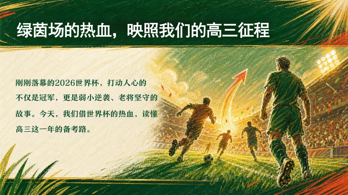 【0065】【高三】【秋季上】新高三开学第一课主题班会：以绿茵风骨,赴高考征途 预览