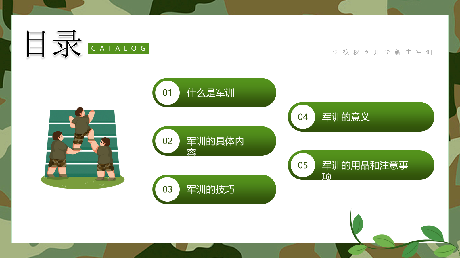 【0094】【初高中】【秋季上】【军训动员】主题班会：迷彩军训，青春无悔 预览