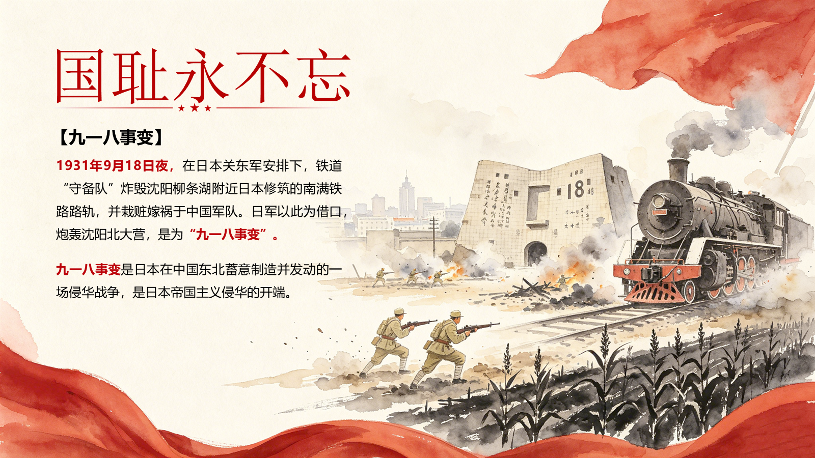 【0305】【通用】【爱国教育】纪念九一八主题班会&mdash;&mdash;铭记历史，中国有我 预览