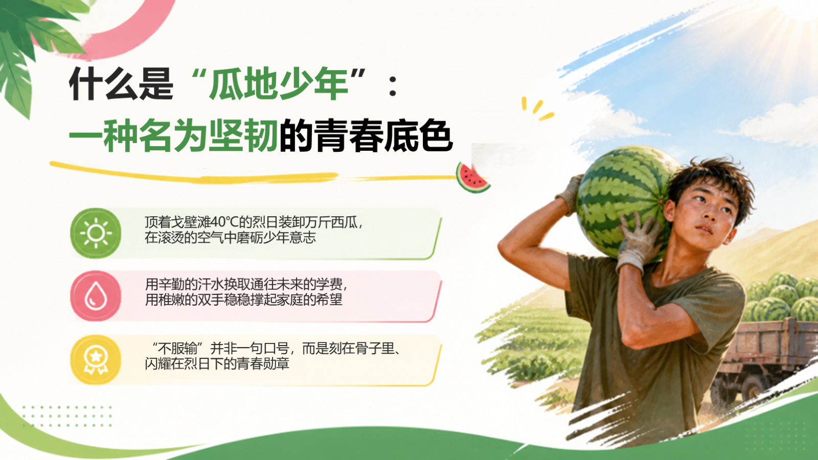 【0343】主题班会：初高中励志成长：瓜地少年，不服输的青春 预览
