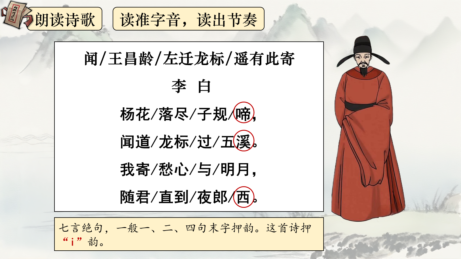 【0334】年级课件-七上语文-闻王昌龄左迁龙标遥有此寄 预览