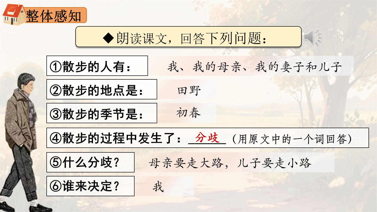 【0332】年级课件-七上语文-《散步》 预览