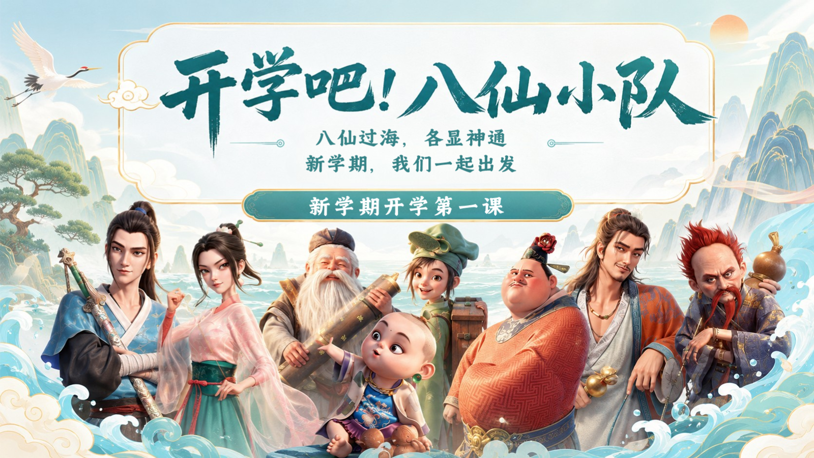 【0072】【通用】【开学收心】主题班会开学第一课：开学吧！八仙小队 预览