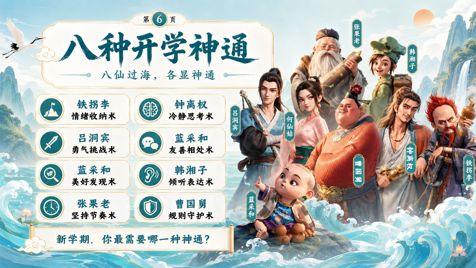 【0072】【通用】【开学收心】主题班会开学第一课：开学吧！八仙小队 预览
