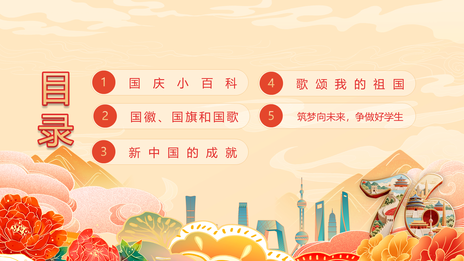 【0388】主题班会：【国庆节】新中国成立77周年专题党课主题班会&mdash;&mdash;颂祖国迎国庆 预览
