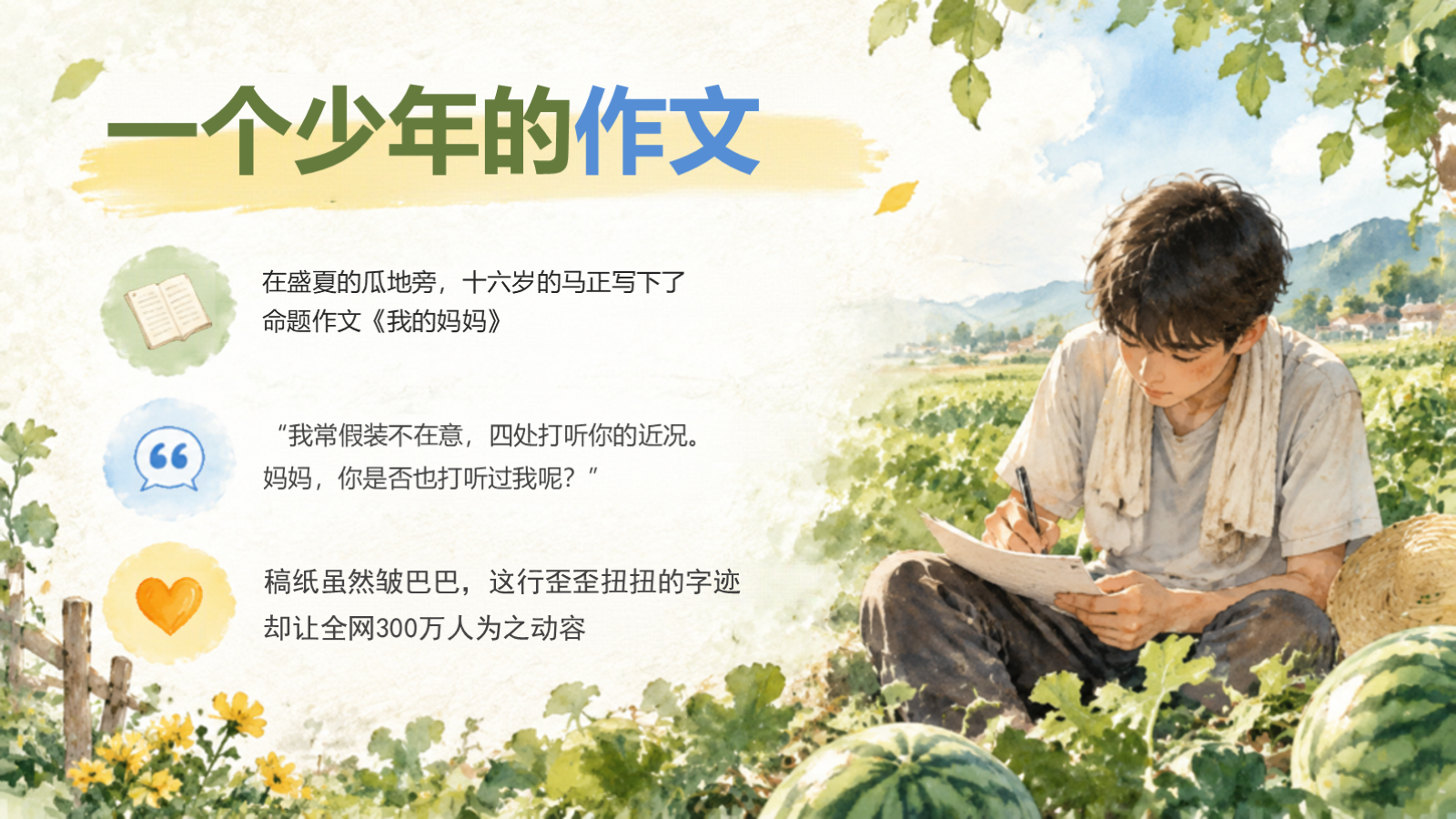 【0426】主题班会：初高中内驱力主题班会：从瓜地少年的故事，看努力学习的意义 预览