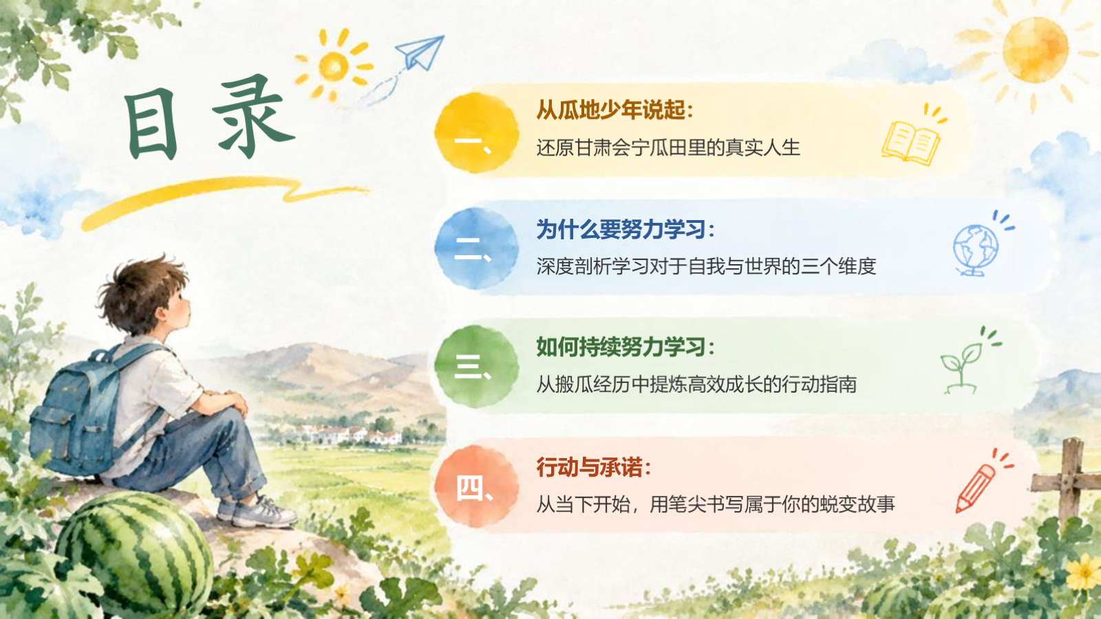 【0426】主题班会：初高中内驱力主题班会：从瓜地少年的故事，看努力学习的意义 预览